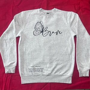 District Fleece “Brave” Butterfly Graphic Sweatshirt – Size Small